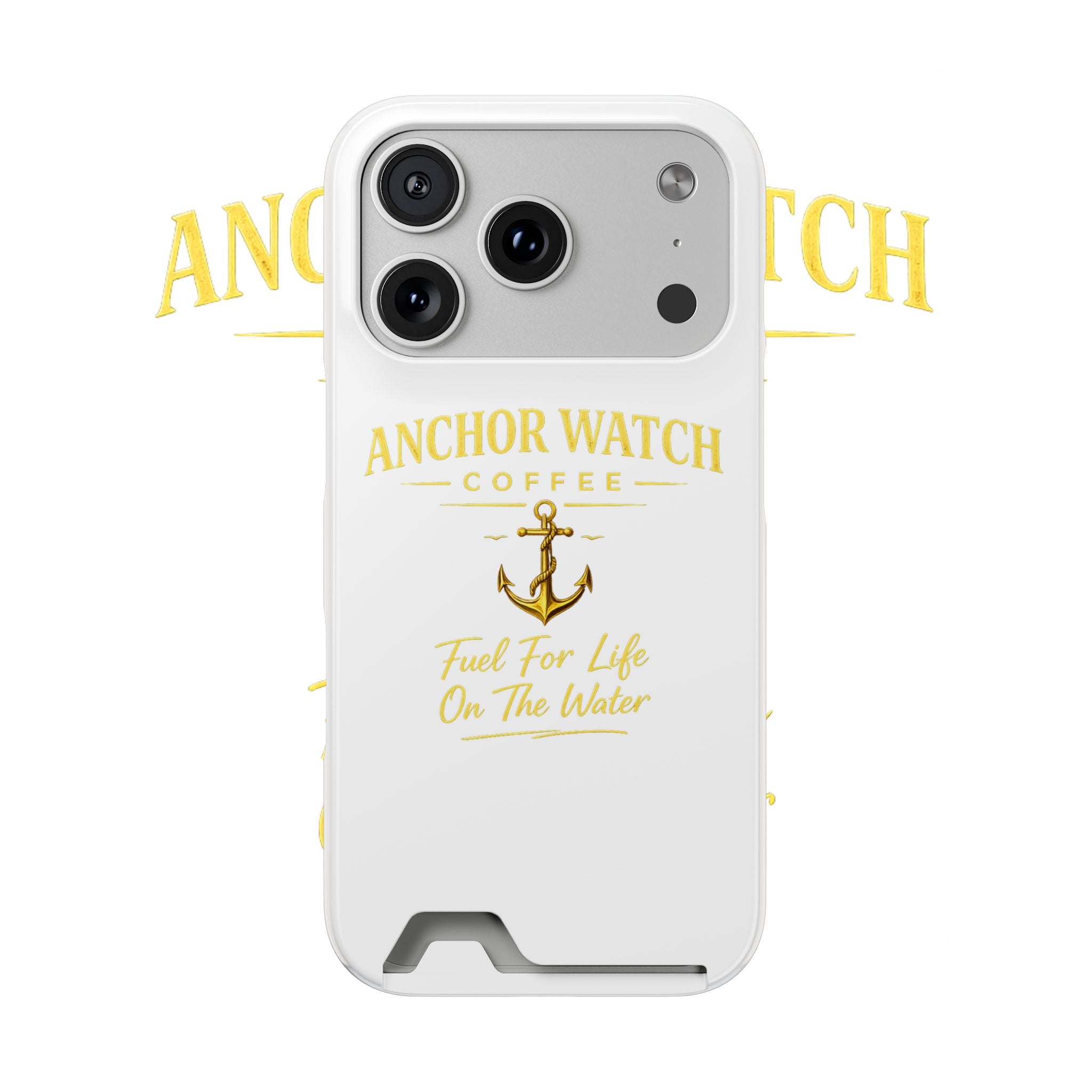 Anchor Watch Coffee Phone Card Case — "Fuel For Life On The Water" Nautical Phone Case