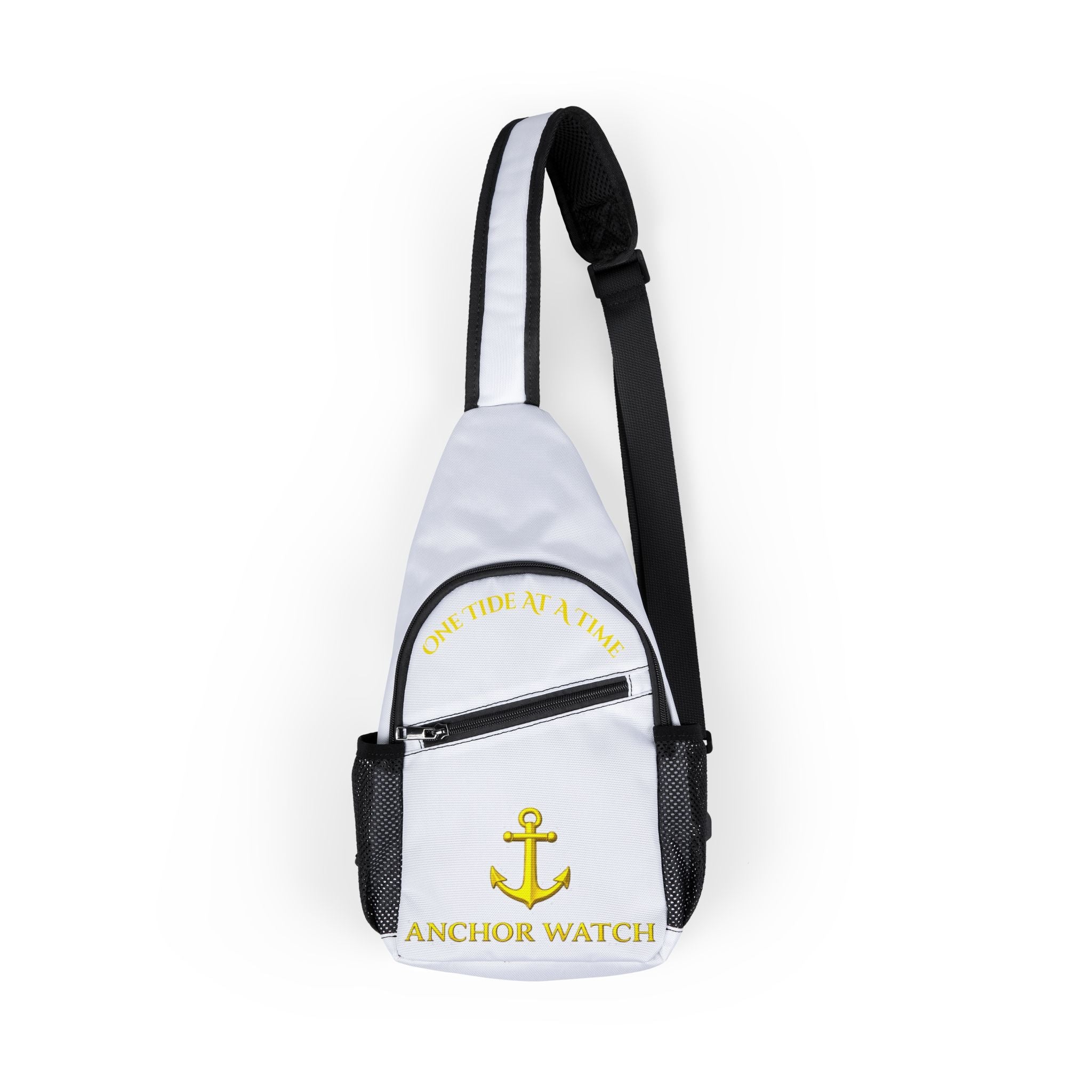 Anchor Watch Chest Bag — Nautical Sling Pack with Gold Anchor Design