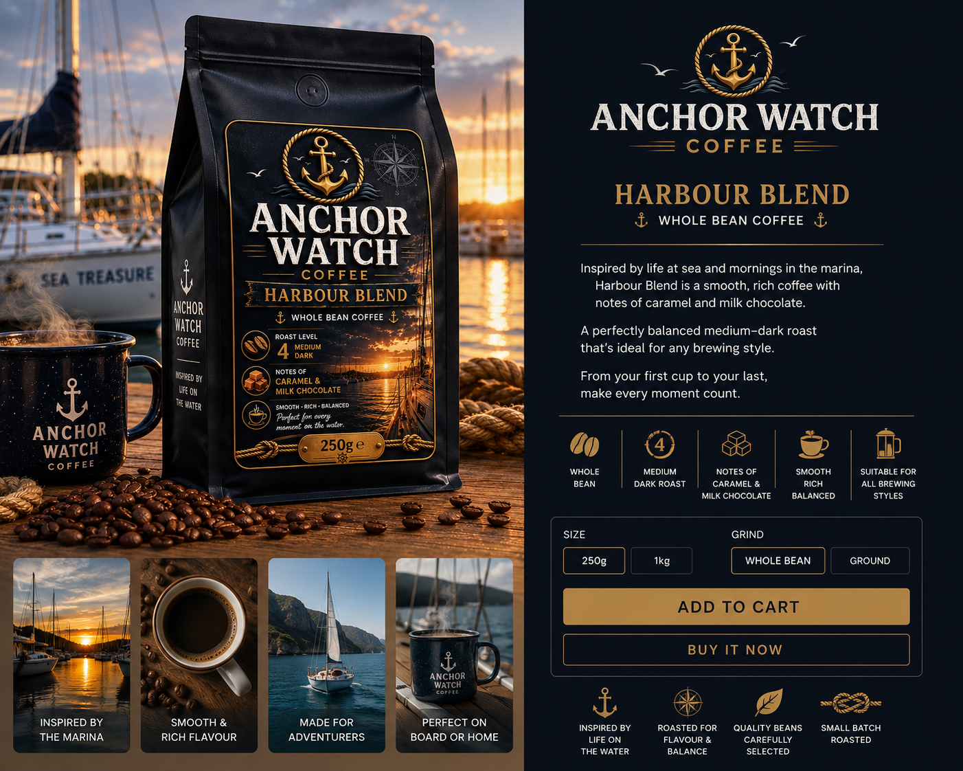 ⚓ Anchor Watch Coffee Marina Blend Whole Bean Coffee