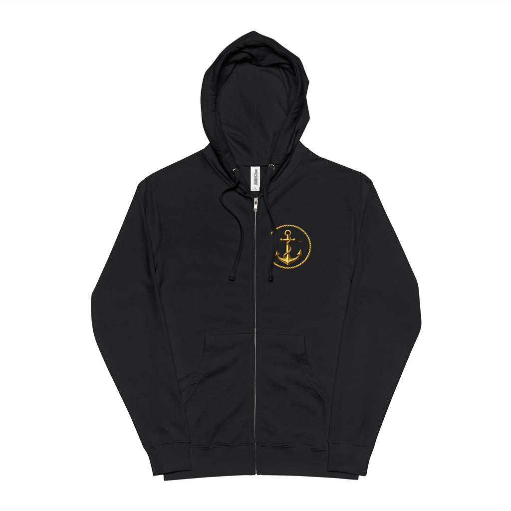 Anchor Watch Coffee Zip Hoodie — "Fuel For Life On The Water" Nautical Zip-Up