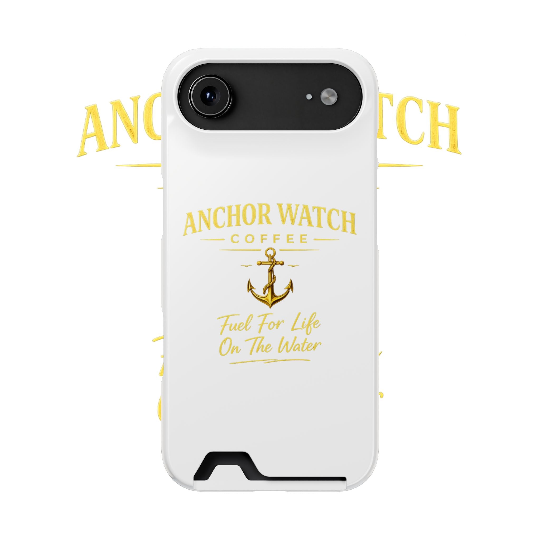 Anchor Watch Coffee Phone Card Case — "Fuel For Life On The Water" Nautical Phone Case