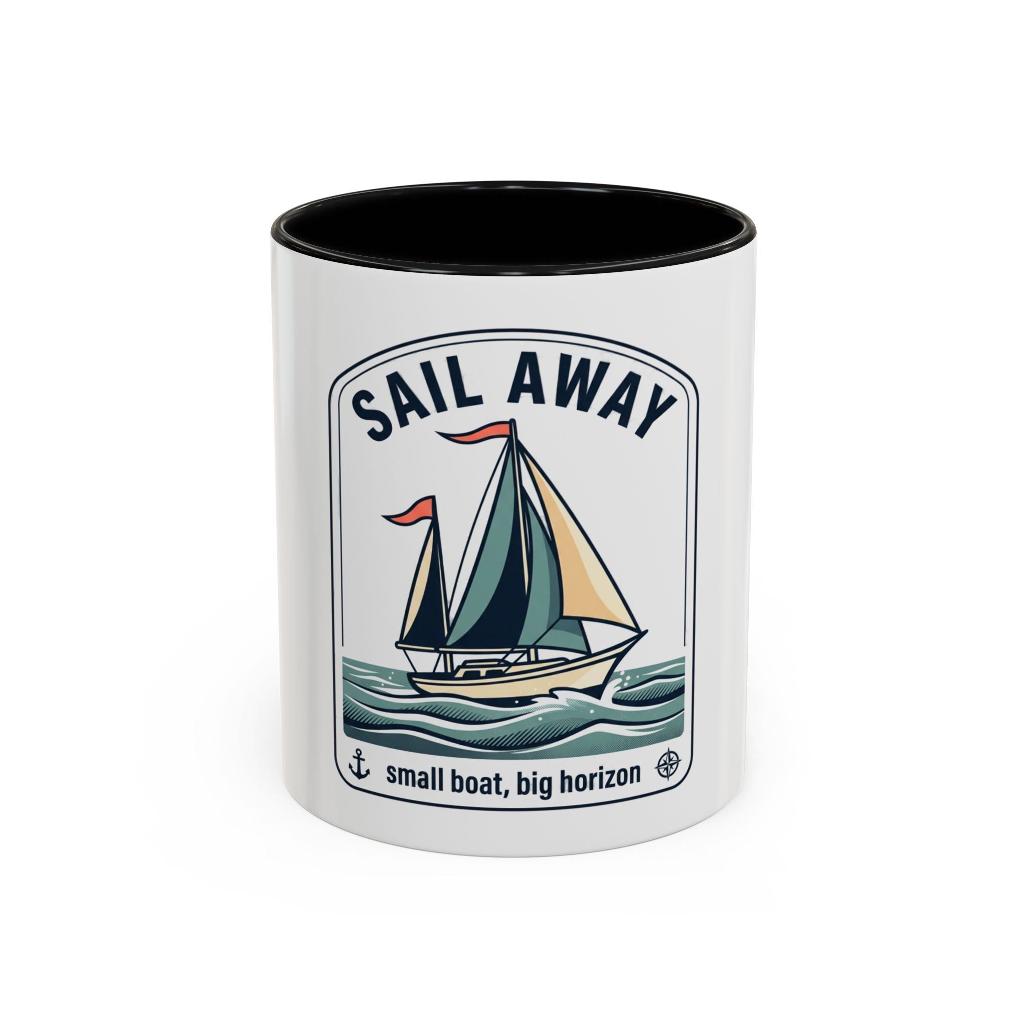 Sail Away Coffee Mug — 'Sail Away: small boat, big horizon' Nautical Accent Mug