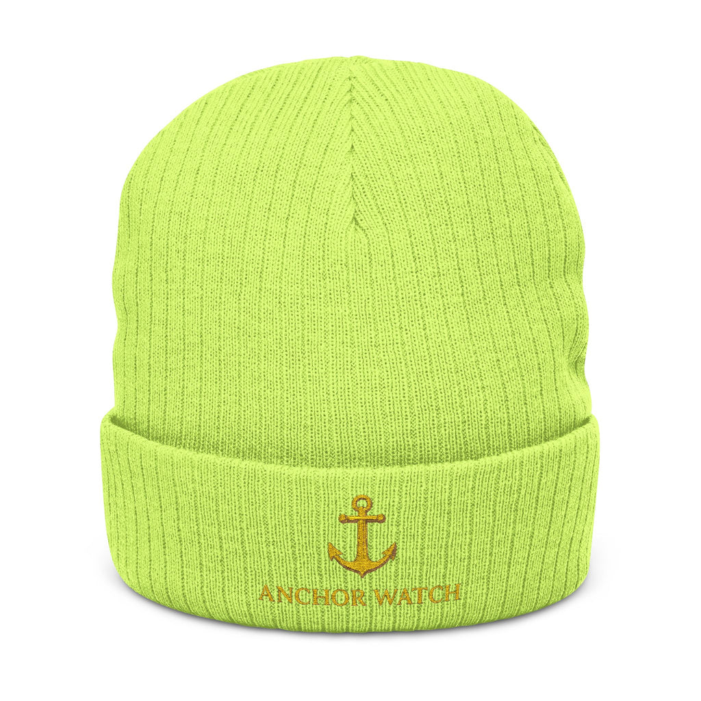 Anchor Watch Coffee Embroidered Beanie Hat – Nautical Anchor Winter Hat