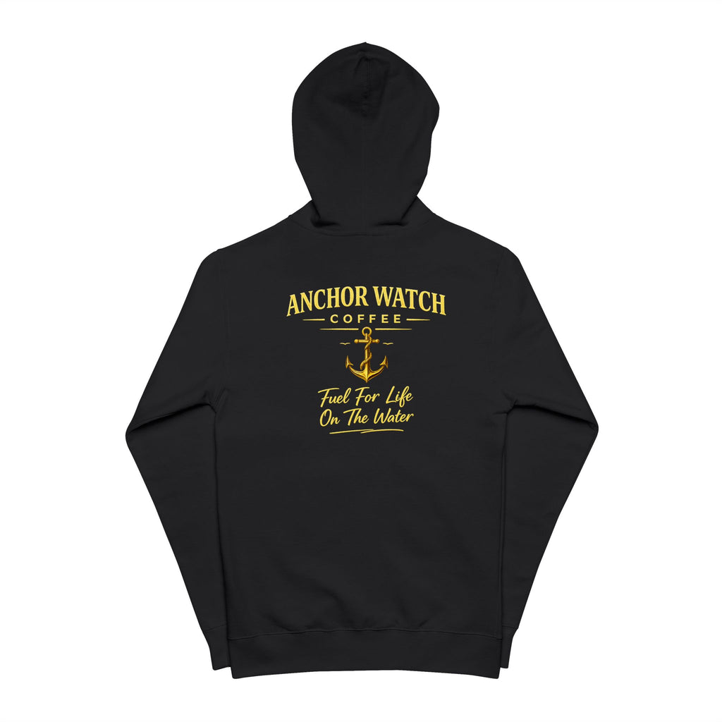 Anchor Watch Coffee Zip Hoodie — "Fuel For Life On The Water" Nautical Zip-Up